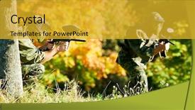  Presentation with sport - Slide deck with camo - two paintball sport players background and a gold colored foreground