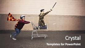  Presentation with super heroes - PPT theme enhanced with camo - two people dressed up background and a gray colored foreground