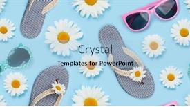  Presentation with blue flower - Audience pleasing slide set consisting of camomile-flower-sunglasses-and-flip backdrop and a light blue colored foreground