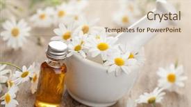  Presentation with essential oil - Beautiful presentation theme featuring camomile flowers in mortar backdrop and a  colored foreground