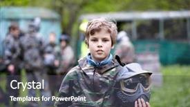  Presentation with gun - Presentation with military ball - boy in the camouflage holds background and a dark gray colored foreground