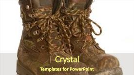  Presentation with hunting - Colorful slides enhanced with camouflage hunting boots isolated backdrop and a tawny brown colored foreground