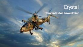  Presentation with helicopter - Presentation theme featuring camouflaged military helicopter in flight background and a seafoam green colored foreground