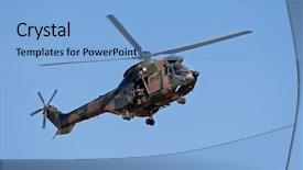  Presentation with flight - Theme consisting of camouflaged military helicopter in flight background and a light blue colored foreground