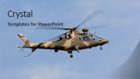  Presentation with helicopter - PPT layouts featuring camouflaged military helicopter in flight background and a light blue colored foreground