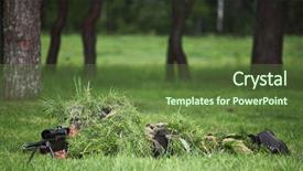  Presentation with sniper - PPT theme with camouflaged sniper in the field background and a tawny brown colored foreground