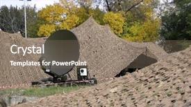  Presentation with satellite dish - Amazing PPT layouts having camouflaged tactical military satellite dish backdrop and a violet colored foreground
