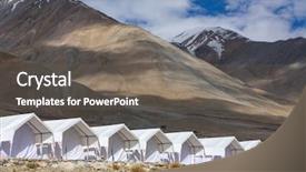  Presentation with tourist - PPT theme with camp at pangong tso lake background and a gray colored foreground