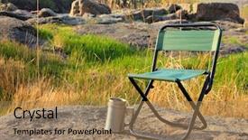  Presentation with camp - PPT theme enhanced with camp chair and thermos cup background and a coral colored foreground