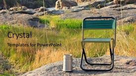  Presentation with camp - Audience pleasing presentation theme consisting of camp chair and thermos cup backdrop and a gold colored foreground