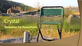  Presentation with camp - Slide deck having camp chair and thermos cup background and a tawny brown colored foreground