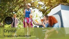  Presentation with summer camp - Presentation theme having toasting with glasses of beer background and a gold colored foreground