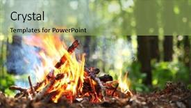  Presentation with bonfire - Audience pleasing theme consisting of bonfire in the forest backdrop and a mint green colored foreground