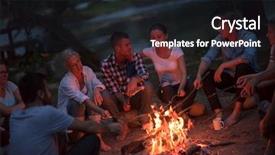  Presentation with campfire - Slide set consisting of campfire on the river background and a wine colored foreground
