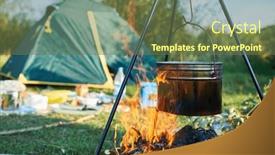  Presentation with food preparation - Presentation theme featuring camp-fire-and-pot background and a  colored foreground