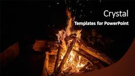  Presentation with camp - Colorful slide set enhanced with camp fire burning in the night backdrop and a black colored foreground