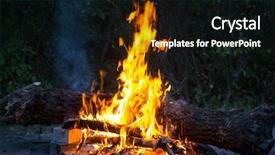 Presentation with forest fire - Audience pleasing PPT theme consisting of camp fire in dark forest backdrop and a black colored foreground