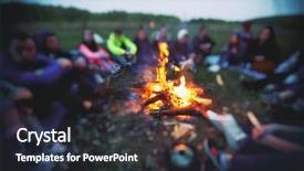  Presentation with bonfire - Colorful PPT layouts enhanced with camp fire story - friends are sitting backdrop and a wine colored foreground