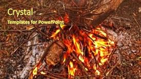  Presentation with camp - Cool new presentation with cub scouts - camp fire backdrop and a tawny brown colored foreground