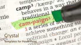  Presentation with political campaign - PPT theme with campaign definition highlighted in green background and a cream colored foreground