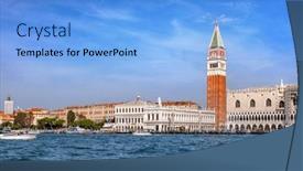  Presentation with venice - Slide set consisting of campanile-tower-and-doge-s and a light blue colored foreground