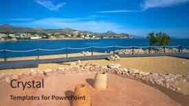  Presentation with spain music - Slide set having campello iberian settlement in illeta background and a  colored foreground