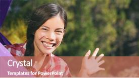  Presentation with saying - Beautiful slide deck featuring camper in tent saying hello backdrop and a coral colored foreground