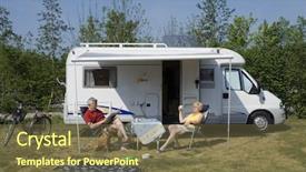  Presentation with elderly - Amazing presentation theme having camper-with-elderly-couple backdrop and a tawny brown colored foreground