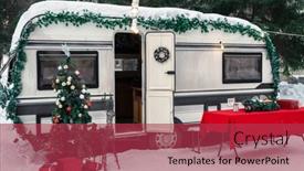  Presentation with campervan - Slide set featuring campervan-motorhome-in-winter-camping background and a red colored foreground
