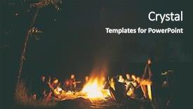  Presentation with campfire - Theme consisting of campfire - company of young people are background and a dark gray colored foreground