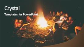  Presentation with campfire - Amazing presentation design having campfire - company of young people are backdrop and a dark gray colored foreground
