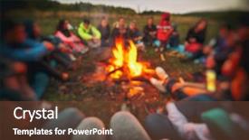  Presentation with campfire - Slides enhanced with campfire - friends are sitting background and a tawny brown colored foreground