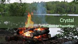  Presentation with campfire - Beautiful theme featuring campfire by the lake backdrop and a  colored foreground