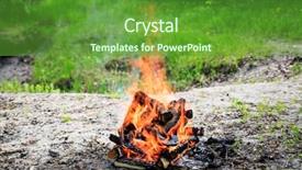  Presentation with campfire - Theme enhanced with campfire on meadow in forest background and a tawny brown colored foreground