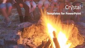  Presentation with campfire - PPT layouts consisting of campfire-on-the-night-party background and a tawny brown colored foreground