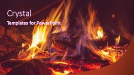  Presentation with campfire - Theme having campfire-on-the-night-party background and a wine colored foreground