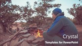  Presentation with campfire - Presentation theme consisting of campfire-on-the-night-party background and a tawny brown colored foreground