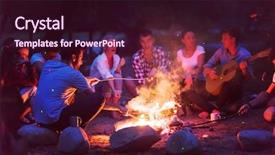  Presentation with campfire - Slide deck consisting of campfire on the river background and a wine colored foreground