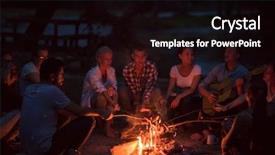  Presentation with campfire - Colorful PPT theme enhanced with campfire on the river backdrop and a black colored foreground