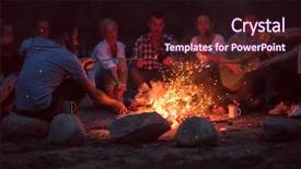  Presentation with campfire - Slide set featuring campfire on the river background and a wine colored foreground