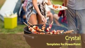  Presentation with festival music - Presentation theme consisting of campground at music summer festival background and a tawny brown colored foreground