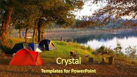  Presentation with camping - Cool new PPT theme with camping at lake side backdrop and a tawny brown colored foreground