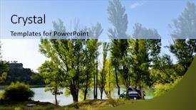  Presentation with campsite - Cool new presentation theme with camping car - camper van parked backdrop and a light blue colored foreground