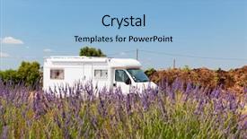 Presentation with mobile home - PPT theme consisting of camping car - traveling with mobile home background and a  colored foreground