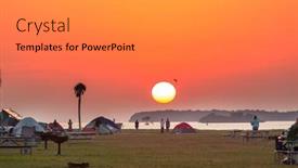  Presentation with recreation - Colorful PPT layouts enhanced with camping-car-in-recreation-site backdrop and a gray colored foreground