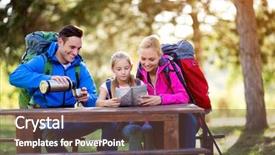  Presentation with kit relax - Beautiful PPT theme featuring camping compass - hiking family relax sitting backdrop and a tawny brown colored foreground