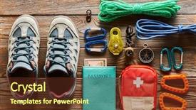  Presentation with tourism hiking - Amazing presentation design having camping compass - travel items for hiking tourism backdrop and a tawny brown colored foreground