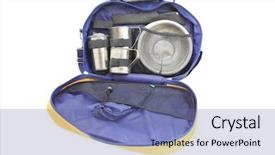  Presentation with dining - PPT theme enhanced with food cooking camping - camp dining set background and a ocean colored foreground