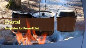  Presentation with tree wildland fire - Audience pleasing presentation theme consisting of outing bonfire burning firewood - tree tourists kettle on fire backdrop and a tawny brown colored foreground