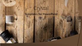  Presentation with trekking - Theme enhanced with camping-equipment-of-pocket-knife background and a coral colored foreground